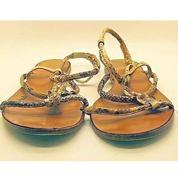 HANDMADE IN ITALY Designer Snake Skin & Leather Sandals Sz EU38.5 US8M Sandals - Picture 6 of 10
